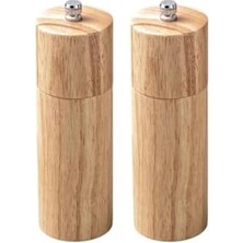 Uray Home Bambu Ahşap Gövdeli Tuz Karabiber Değirmeni Baharat Öğütücüsü 16 cm - 2 Adet - 377