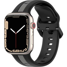 Uray Home ile Uyumlu 42/44/45/49 mm Için Metal Tokalı Spor Silikon Kordon Çift Renkli Hava Alabilen Delikli Kayış