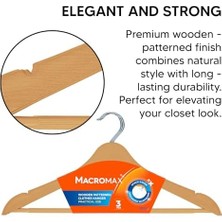 Emdeco Ahşap Desenli Plastik Elbise Askısı 3'lü Paket