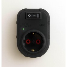 Uray Home Ufo Yeni Tekli Akım Korumalı Anahtarlı Topraklı Priz, Sürekli Koruma, 16A 250V, Max 3500W Aşırı Yük Koruması (Siyah)
