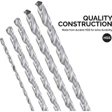 Emdeco Neıko 10047A Ekstra Uzun Matkap Ucu Seti, 5 Parça, M2 Hss Çelik, 12 Inç Uzunluk, 1/8, 3/16, 1/4, 5/16 ve 3/8 Inç