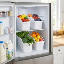 Uray Home Life Orgamix 4’lü Dar Buzdolabı ve Dolap Içi Düzenleyici Set – Hava Alan Kanallı, Sebze ve Meyve Sepeti