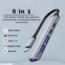 Uray Home Akım Korumalı 5in1 Type-C To USB Çevirici Çoğaltıcı Usb3.0 Usb2.0 2xpd Hub Type-C Çoğaltıcı
