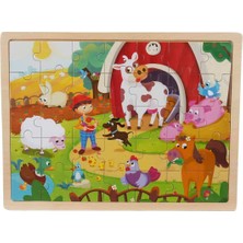 Uray Home Tahta Puzzle 48 Parça Çiftlik Hayvanları Byk.