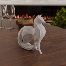 Uray Home Modern Tilki Biblo – Geometrik Hayvan Figürü Heykeli | Iskandinav Ev Dekoru, Kitaplık ve Raf Süsü, Estetik Hediyelik Obje