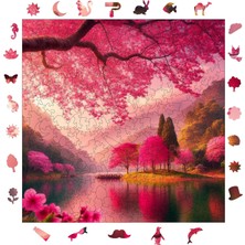 Uray Home - Ahşap Puzzle Yetişkinler Için - Sakura Huzuru Benzersiz Parçalı Puzzle - 353 Parça Ahşap Yapboz - Yapıştırıcı Folyo Dahil - Dekoratif Ahşap Puzzle - 29X29 cm - S1-25