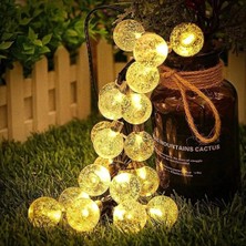 Uray Home Solar Güneş Enerjili Ampul Şeklinde LED Aydınlatma 8 Metre Uzunlukta 47 Adetli, 8 Modlu Lamba LED Bahçe,, Havuz Kenarı Aydınlatması Su Geçirmez (Sarı Gün Işığı)