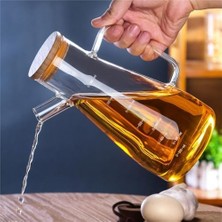 Uray Home 900ML Borosilikat Cam Chef Model Yağdanlık [bambu Kapaklı]