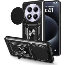 Uray Home ile Uyumlu 14 Pro 4g Kılıf Magnetik Standlı Kamera Korumalı Sürgülü Vega Kapak Siyah