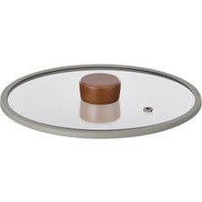 Uray Home 24CM Düz Silikon Çerçeveli Cam Kapak Gri