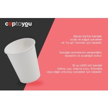 Uray Home Cuptoyou 50 Adet Parti Bardağı, Beyaz Tek Kullanımlık Karton Bardak 16 Oz, Büyük Kağıt Bardak 400 Ml, Parti Ihtiyaçları, Çocuk Partisi, Sıcak ve Soğuk Içecekler, Çay, Kahve, Meyve Suyu