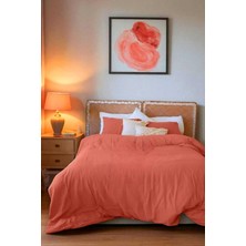 Emdeco Cottonest Müslin Nevresim Seti, Çift Kişilik, 3 Parça, 200X220 CM,%100 Pamuk, Turuncu, Düz, Hava Geçirgen, Çarşafsız