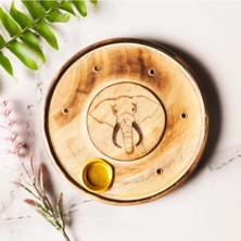 WoodBay Fil Temalı Yuvarlak Ahşap Konik/çubuk Tütsülük