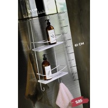 Uray Home Ömür Boyu Paslanmaz Kristal Raf Banyo Düzenleyici Şampuanlık Beyaz Dşbb