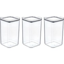 Emdeco 1,5 L Kare Vakumlu Kap Kuru Gıda Baklagil Saklama Üçlü Hava Almayan Un Tahıl Erzak Koyma Kutu (1)