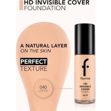 Uray Home Invisible Cover Hd Hafif Yapılı & Yarı Parlak Bitişli SPF30 Fondöten 040 Lıght Ivory