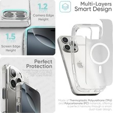 Uray Home 17 Için Magsafe ile Uyumlu Supermatt Serisi - Arkası Sert Mat Materyal - Kenarları Yumuşak Şeffaf - Metal Tuş Takımı - Şeffaf Silikon Kılıf (Manyetik, 17)