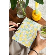 Uray Home A5 Spiralli Sert Kapak Lastikli Kareli Not Defteri Limon