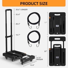 Emdeco Katlanır El Arabası, 6 Tekerlekli ve 2 Elastik Halatlı Ağır Hizmet Arabası, Katlanabilir ve Bagaj, Seyahat, Taşınma, Alışveriş, Ofis Kullanımı Için Ideal, 500 Lbs'ye Kadar Tutar, Saklaması Kolay,