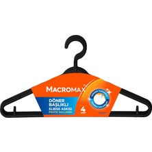 Emdeco Döner Başlıklı Elbise Askısı 4'lü Paket, Çok Amaçlı Askı Ipi ve Etek Asma Aparatlı