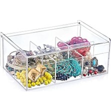 Uray Home Şeffaf Kapaklı 6 Bölmeli Organizer Kutusu – Çay, Takı, Baharat, Aksesuar ve Küçük Eşyalar Için Düzenleyici Kutusu – 23×14×9 cm