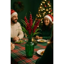 Emdeco Yapay Çiçek Kırmızı Kokina Demeti Kokina Çiçeği Yılbaşı Süsü Yılbaşı Ağacı Süsü Kırmızı Yeşil Lüx