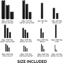 Emdeco Neiko 50412A Rulo Pin Çeşitleri Seti, Saklama Kutulu | 315 Parça | Sae | Düz Yaylı Çelik | Siyah Dübel Gergi Rulo Pimi