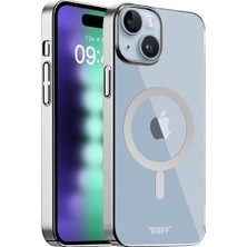 Uray Home 15 Plus ile Uyumlu Magsafe Uyumlu Slim Fit Kılıf Kablosuz Şarj Destekleyen Sararmaya Karşı Korumalı Kapak (Gümüş Rengi)