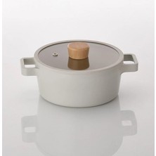 Uray Home Fika Alüminyum Döküm Tencere Cam Kapaklı 18CM Bej