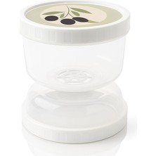 Uray Home Life Kum Saati Tasarımlı Süzgeçli Saklama Kabı – Zeytin, Turşu, Mısır Için Akıllı Tasarım (Beyaz)