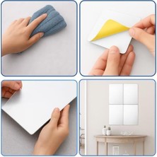 Uray Home 4 Adet Kendinden Yapışkanlı Pleksi Ayna Levha, Kırılmaz Akrilik Duvar Aynası, Dekoratif ve Modern Yapıştırmalı Panel, Hafif Parlak Pleksi Duvar Dekoru, Ev ve Ofis (4, Silver, 5X20)