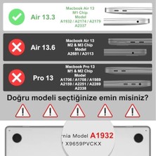 Uray Home Air 13.3" 2018-2022 Arası M1 Çip ile Uyumlu Şeffaf Dayanıklı Koruyucu Kılıf, Ultra Ince Kabuk Koruma Sert Kapak A1932 A2174 A2179 A2337