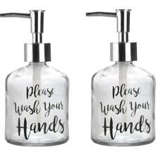 Emdeco Seti Cam Sıvı Sabunluk 2 Adet,yazılı Model 300ML 7,6X15,5CM