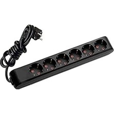 Uray Home 6lı Topraklı Kablolu Ç.k 3mt Siyah Priz