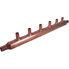 Uray Home 22788 6 Bağlantı Noktalı Açık Bakır Pex Manifoltları, 1 Inç Gövde, 3/4 Inç, 1/2 Inç Bağlantı Noktaları
