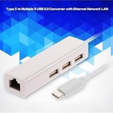 Uray Home USB Type-C Ethernet Adaptörü, Telefon ve Tabletler Için Larda Ethernet Çalışmaz, 3 Port USB 2.0 Hub, Ağ Bağlantısı