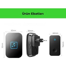Uray Home Kablosuz Kapı Zili Seti Pil Gerektirmez, Kinetik Enerjili Kapı Zili Pilsiz Şarjsız Kablosuz Fişi Prize Tak Çalıştır, LED Işıklı, Su Geçirmez, Ev Ofis Için Uygun (1 Verici + 1 Alıcı)