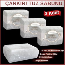 Uray Home Bitkisel Çankırı Tuz Sabunu 300-350 gr x 3 Adet Zengin Mineralli Doğal Saf Çankırı Kaya Tuzu Sabunu