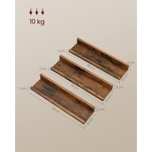 Uray Home Duvar Rafları, 3'lü Set, Yüzer Raflar, Uzunluk 38 Cm, Dekoratif Öğeler, Baharat Kavanozları ve Resim Çerçeveleri Için Yükseltilmiş Ön Kenar, Eski Kahverengi LWS037X01