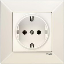 Emdeco Meridian Krem Topraklı Priz