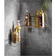 Uray Home Yapışkanlı Banyo Düzenleyici Şampuanlık Duş Rafı Krom 2 Adet Tş-01
