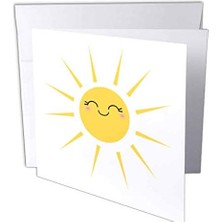 Uray Home Gülümseyen Mutlu Güneş - Sevimli Kawaii Sarı Güneşli Gülen Yüz - Beyaz Üzerine Yazlık Güneş Işığı - Tebrik Kartları, 15 x 15 Cm, 12'li Set (GC_113063_2)