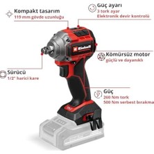 Emdeco Professional Akülü Darbeli Somun Sıkma Tp-Cw 18/260-C Li Bl-Solo Power X- (18 V, 260 Nm Tork Seviyesi, 500 Nm Serbest Bırakma Torku, Kömürsüz, Harici Kare Uç Soketi)