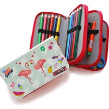 Uray Home Ikili Desenli Modelist Kalem Kutusu Kalemkutu Vegan Deri Üç Bölmeli Kalemlik