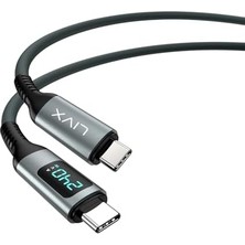 Uray Home Thunderbolt 4 Type C To Type C 240W Hızlı Şarj 8K@60Hz Görüntü Aktarımı 40GBPS Veri Transferi Pd3.1 LED Göstergeli 1.5 Metre Örgülü Kablo ARD-015 (1.5 Metre)