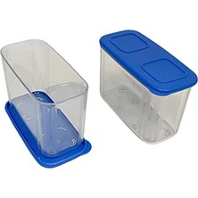 Uray Home 2'li Set Şeffaf ve Taze 715 ml Şeffaf Mavi Buzdolabı Sistemi Taze Sistem Konteyner Kapaklı Dikdörtgen