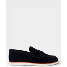 Liger Hakiki Süet Deri Anahtar Detaylı Loafer Erkek Ayakkabı  Siyah