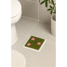 Uray Home Yapay Çiçekli Çim Gider Süsü 2’li Set Dekoratif Süzgeç Üstü Kapak Koku Önleyici Banyo Balkon Gider Kapağı Çiçek Detaylı Estetik Görünümlü Çim Kapak