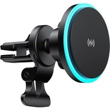 Uray Home Mag 15W Kablosuz Hızlı Şarj, Magsafe Uyumlu Mıknatıslı Araç Içi Telefon Tutucu ve Şarjı