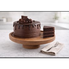 WoodBay Ceviz Ağacı Ayaklı Pasta,kek Standı 30 cm | El Yapımı Tek Parça Ahşap Sunumluk,meyve Tabağı